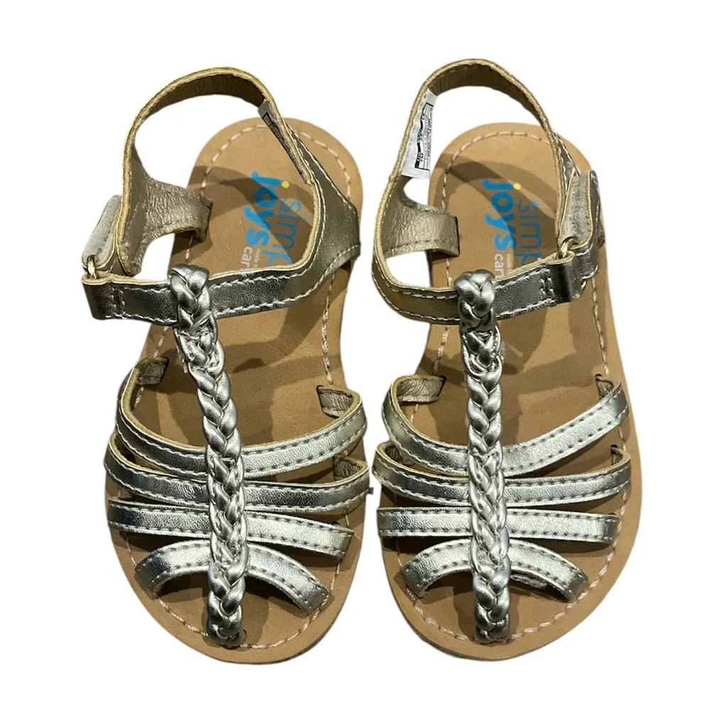 New Simple Joys by Carter's Girls Gold Freya Gladiator Sandal Size 7